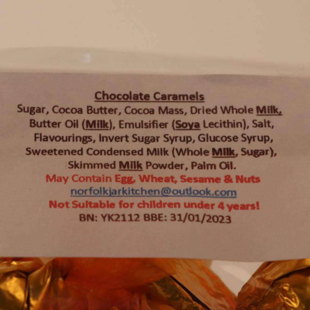 Norfolk Jar Kitchen Chocolate Caramels Sweet Bag